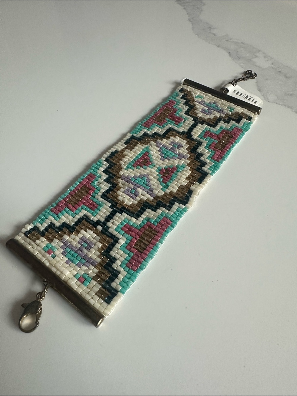 Beaded Turquoise & Pink Statement Bracelet